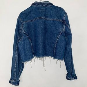raw hem crop denim jacket